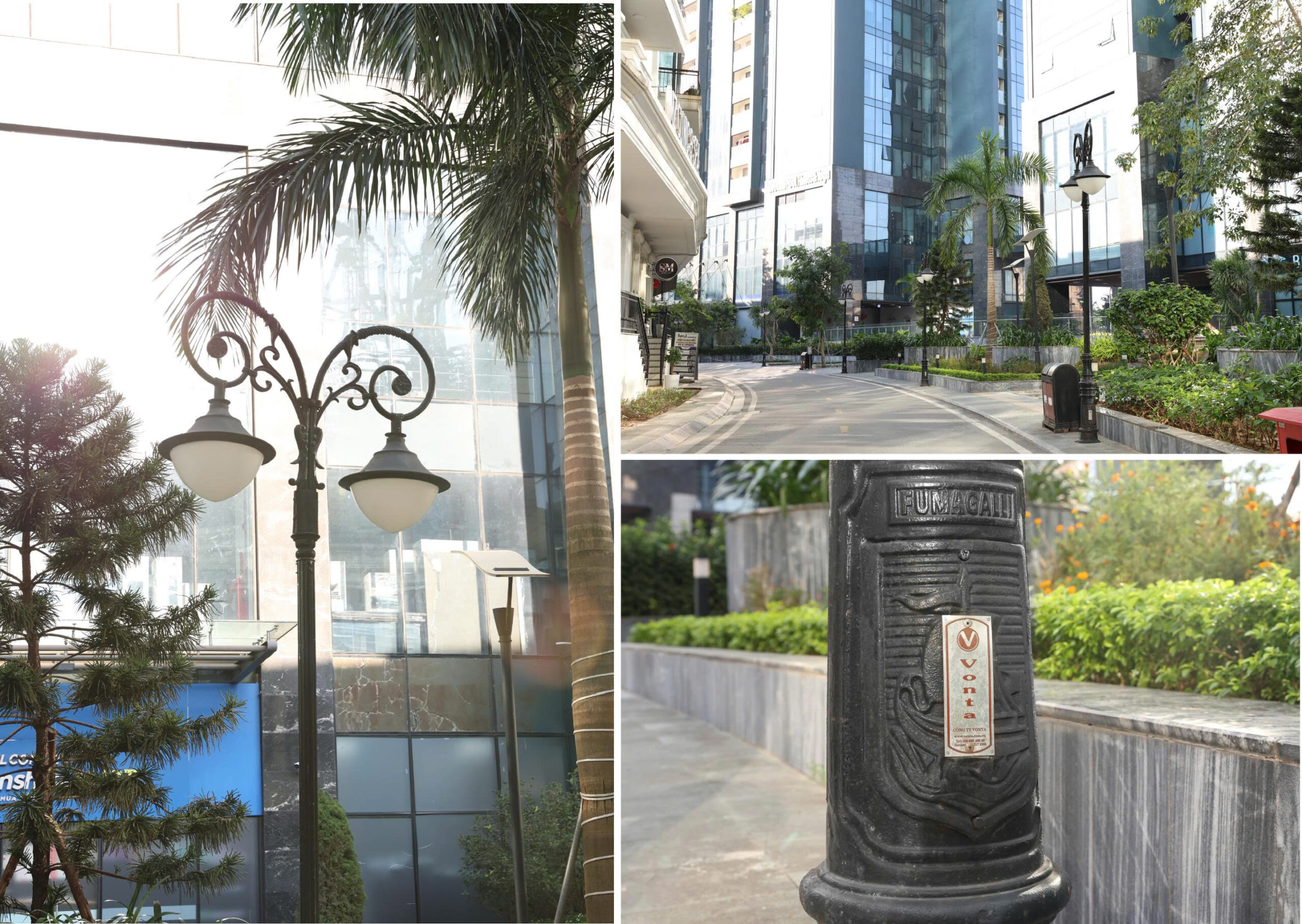 Cột gang đúc VONTA với thiết kế giàu tính thẩm mỹ, đang trở thành lựa chọn ưu tiên của nhiều khu chung cư cao cấp (Ảnh: AMACCAO).