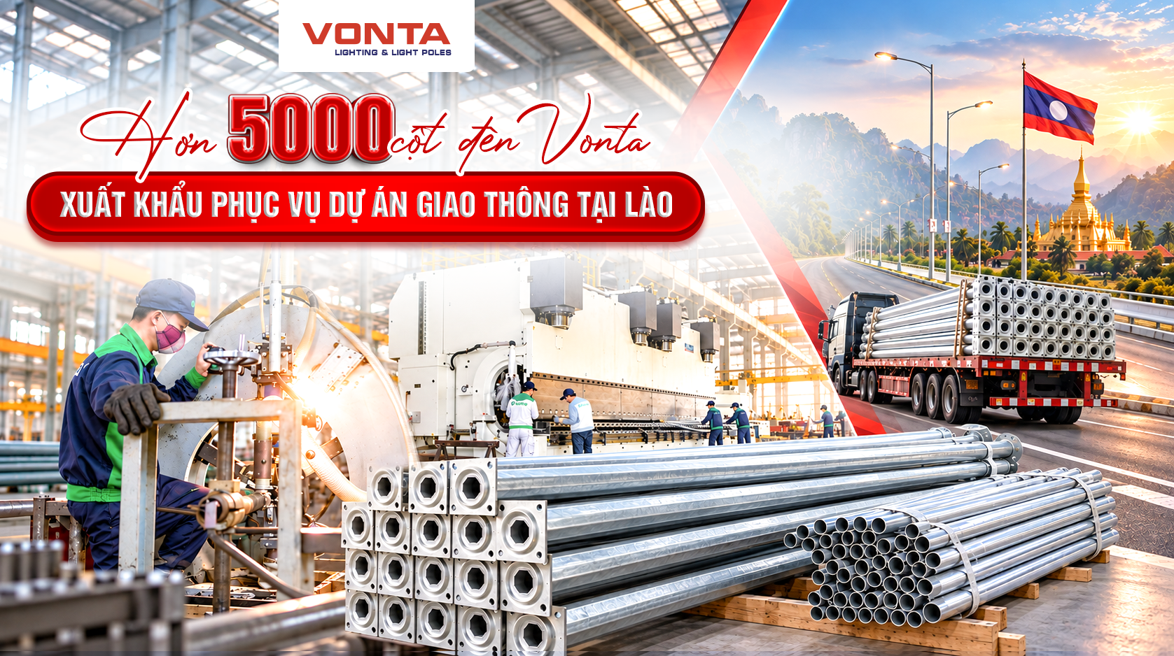 cột đèn VONTA xuất khẩu Lào